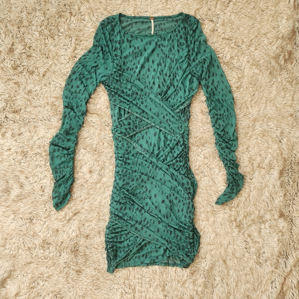 Free People Katana Mini Dress Alpine Combo Dark Green - Picture 4 of 15